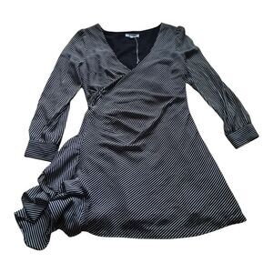 BB Dakota Diagonal Stripe Long Sleeve Dress in Black and White